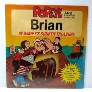 Popeye In Wimpy's Sunken Treasure Sealed 7" Vinyl Record 17 Page Book Brian